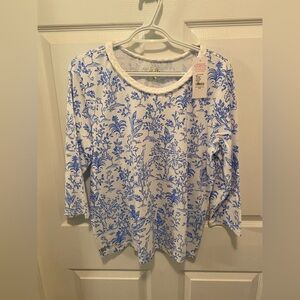 Lilly Pulitzer Blue and White Floral Blouse